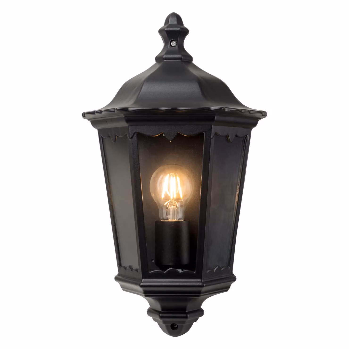 First Choice Lighting Sienna Set of 2 Black IP44 Outdoor Half Lantern Wall Lights – 2