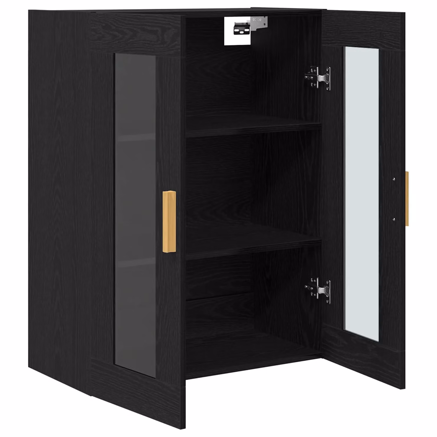 Berkfield Home Black Oak Wall Cabinet with Glass Doors, W/D/H: 69.5 x 34 x 90 cm – 3