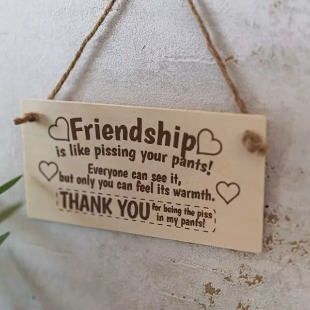 Marco Paul Brown Wooden Friendship Wall Plaque with Typography and Heart Details