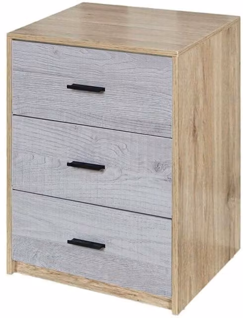 URBNLIVING Modern Wooden Bedside Cabinet in Grey and Brown