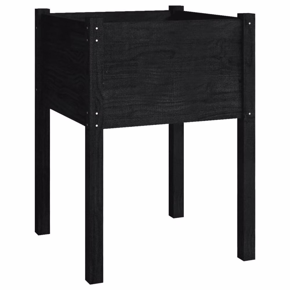 Berkfield Home Garden Black Solid Pinewood Planter Tubs, 2 Pack, W/D/H: 50 x 50 x 70 cm – 4