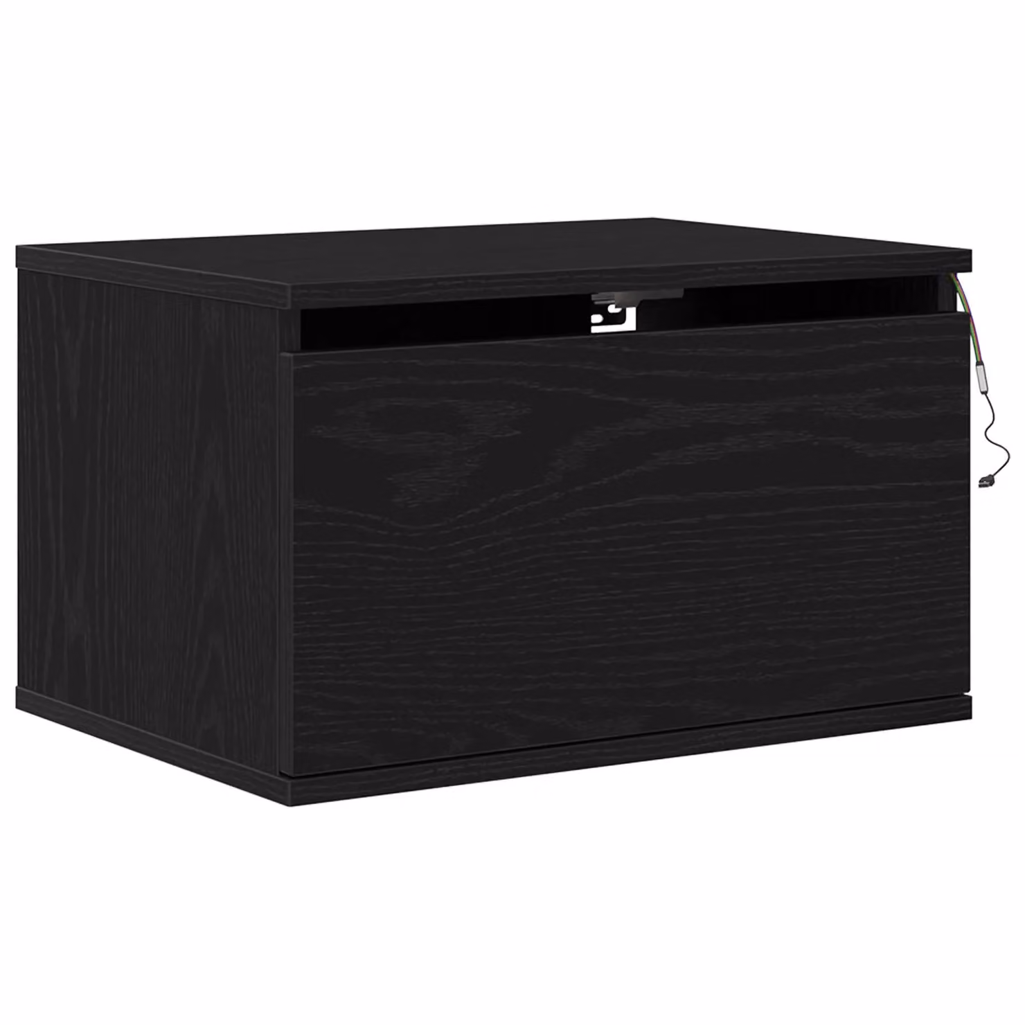 Berkfield Home Wall-Mounted Bedside Cabinet with Integrated LED Lighting in Black Oak, W: 50 cm, D: 36 cm, H: 30 cm – 2