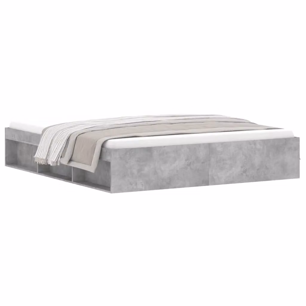 Berkfield Home Super King Size Bed Frame in Concrete Grey with Side Compartments, W: 180 cm, D: 200 cm – 2