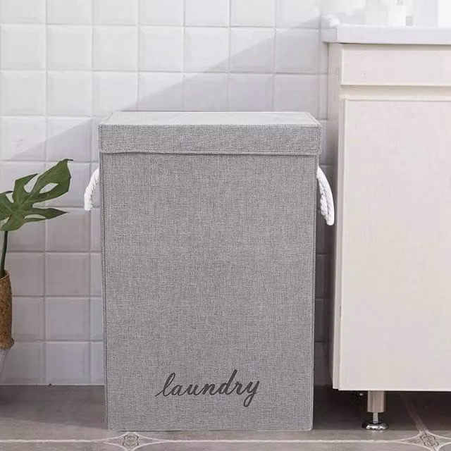 PAWNORA 85L Collapsible Fabric Laundry Basket in Grey