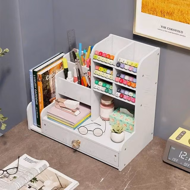 ERGOVEXA Office Pen Pot and Stationery Storage Drawer in White