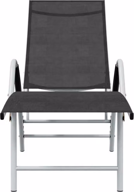 Berkfield Home Sun Lounger with Textilene Fabric and Powder Coated Aluminium Frame in Black and Silver, W/D/H: 193 x 60.5 x 60.5 cm – 1