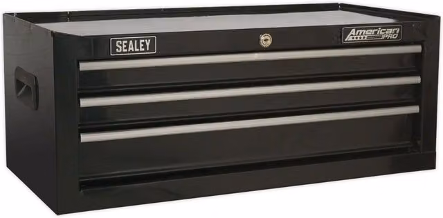 Loops Black 3 Drawer Mid-Box Lockable Tool Chest Storage Cabinet W: 67.0 cm, D: 31.5 cm, H: 25.5 cm