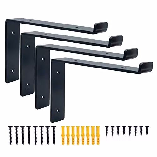 DT Ironcraft Wall Mounted Steel Shelf Brackets in Black and White, 22.5 cm – 1