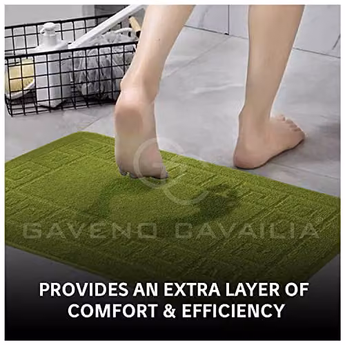 Gaveno Cavalia Greek 2 Piece Cotton Bath Set in Green, including Bath Mat W: 80 cm, D: 50 cm and Pedestal Mat W: 50 cm, D: 40 cm – 2