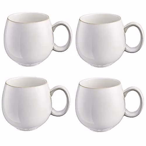 Cooks Professional Set of 4 Nordic Stoneware Mugs, White, 490ml per Mug