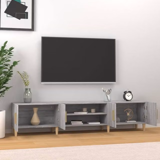 Berkfield Home TV Cabinet in Grey Sonoma, W/D/H: 180 x 31.5 x 40 cm