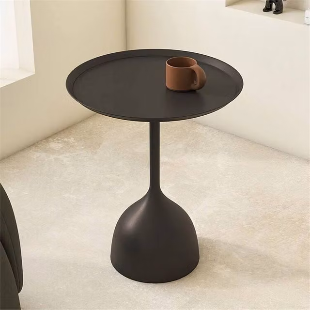 KORVIXA Metal Round Side Table in Black with Matt Finish