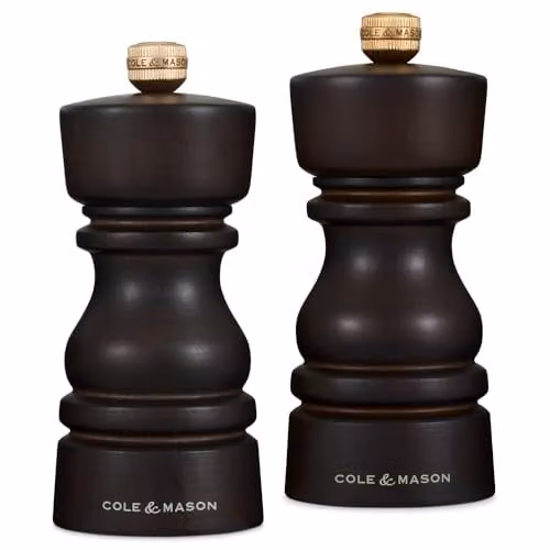 Cole & Mason Salt and Pepper Grinder Set in Brown Beech Wood, Height: 13 cm