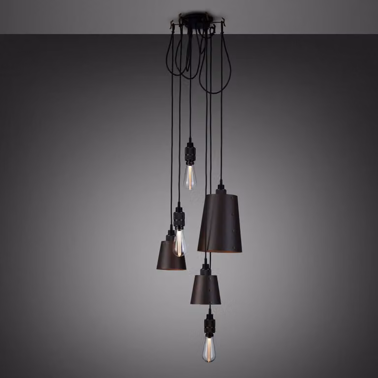 Buster + Punch Hooked 6.0 Mix Chandelier in Black Metal with Adjustable Dimmable LED Lighting