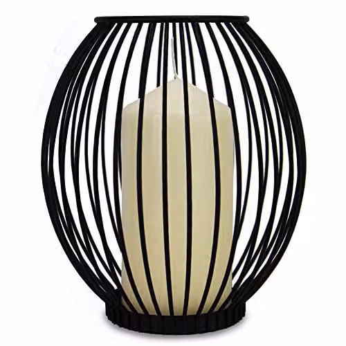 Maison & White Set of 2 Black Metal Birdcage Pillar Candle Holders – 3