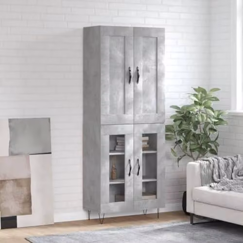 vidaXL Highboard in Grey, W/D/H: 69.5 x 34 x 180 cm – 2