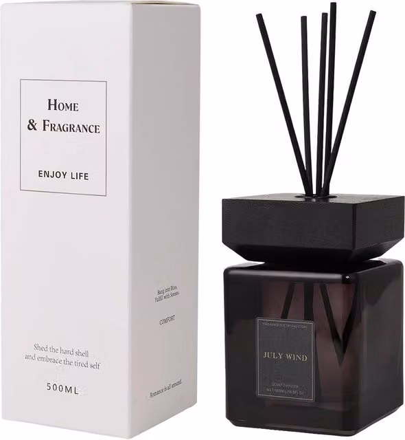 Living and Home Tea Scented Reed Diffuser Set, 500ml, Black