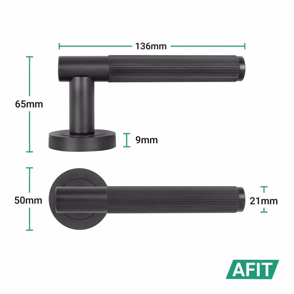 AFIT Matt Black Aluminium Fire Door Handle Latch Set with Hinges and Screws, W/D/H: 15.0 x 6.5 x 3.0 cm – 4
