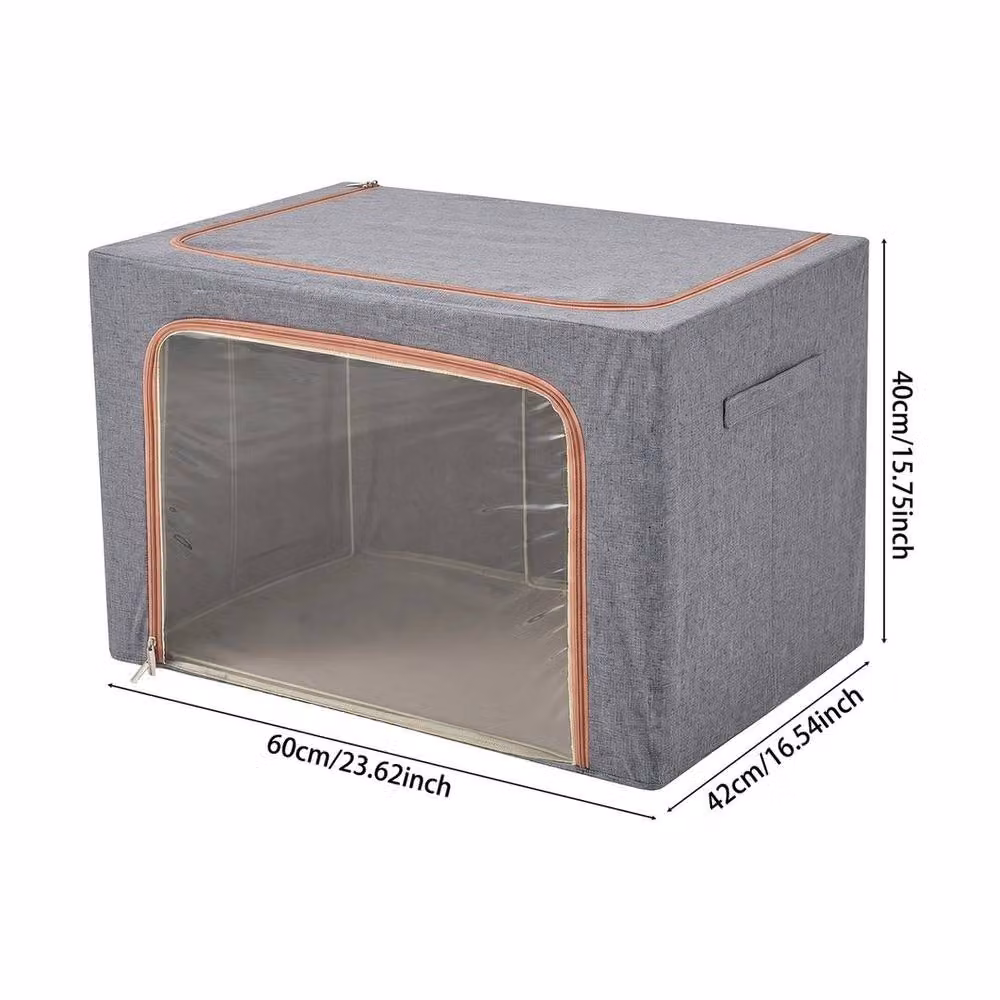 KORVIXA 100L Breathable Fabric Clothes Storage Bags with Handles, Grey, W/D/H: 50 x 50 x 50 cm – 2