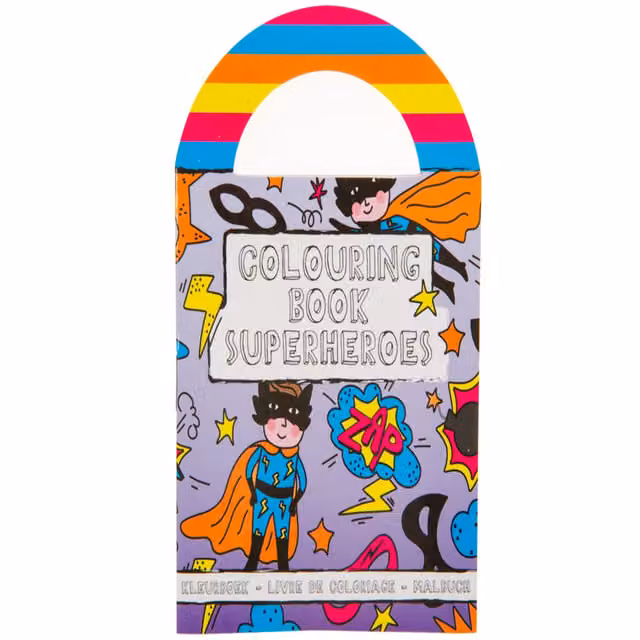 LG-Imports Pack of 12 Superhero Colouring Mini Books with Stickers, Multicolour