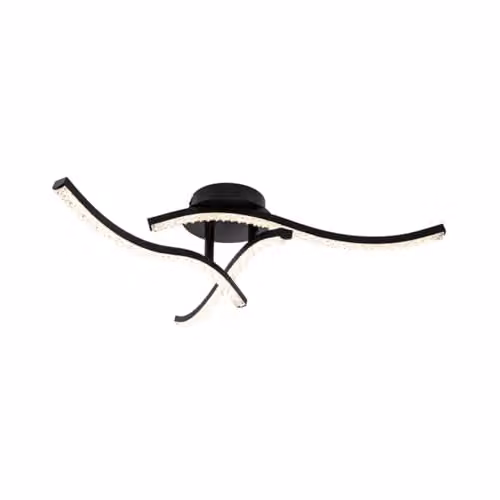 Cosylyte Kenworth Modern Wavy Beaded Integrated LED Ceiling Light, Matt Black, W: 53 cm, D: 53 cm, H: 13 cm