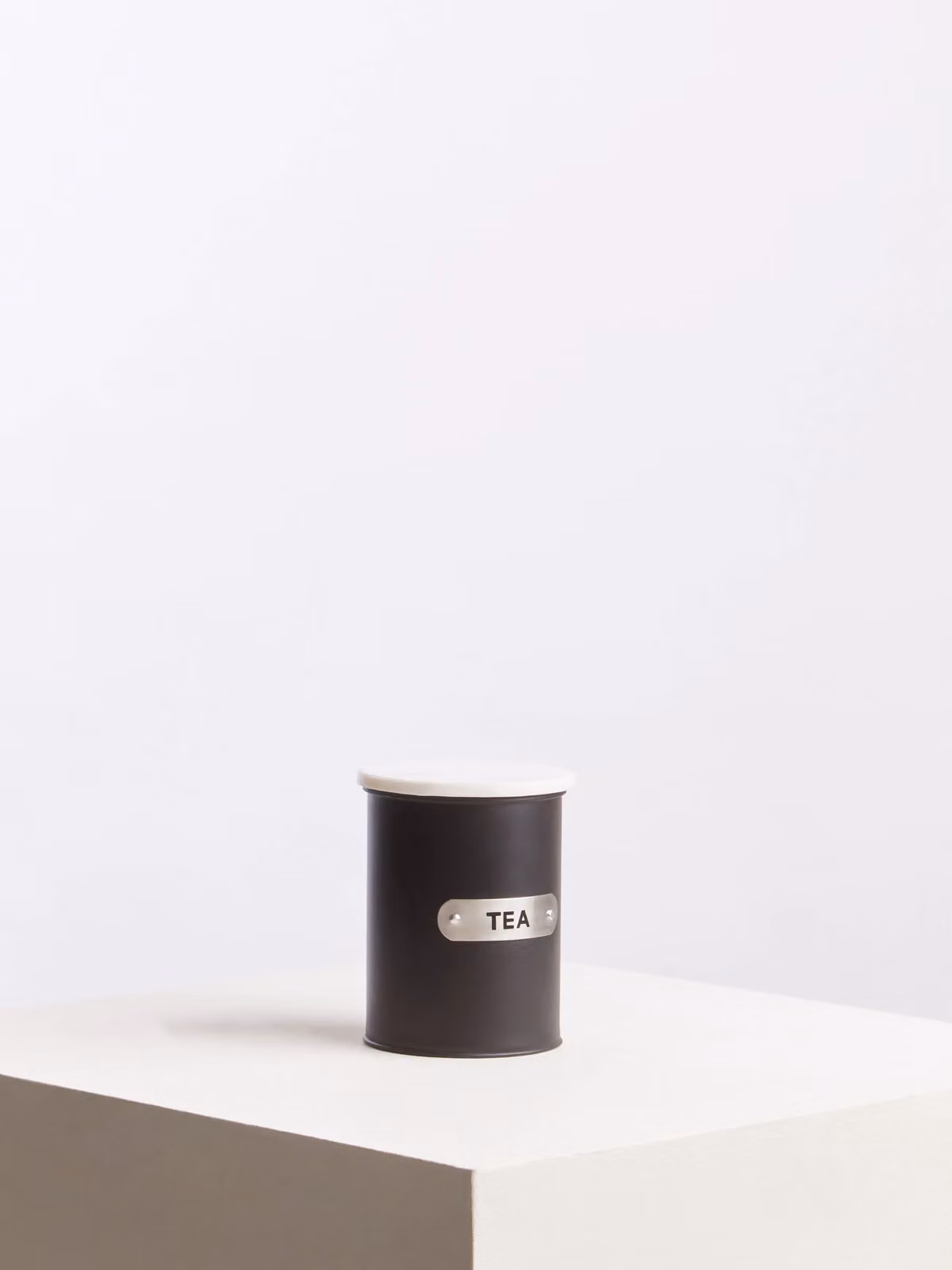 Orsina Airtight Enamel and Stainless Steel Tea Canister in Black, Silver and White – 2