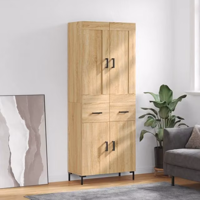 Berkfield Home Sonoma Oak Highboard in Brown, W: 69.5 cm, D: 34 cm, H: 180 cm