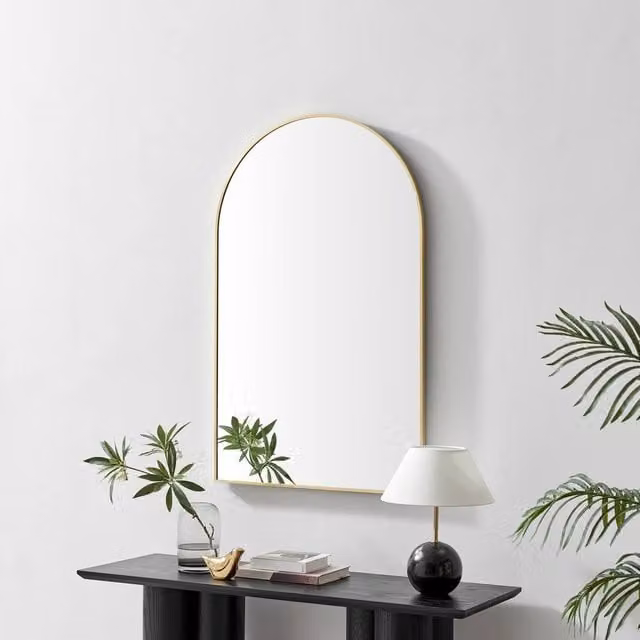 FurnitureboxUK Charlie Gold Metal Large Arch Mantel Mirror, H 110 cm x W 70 cm – 1