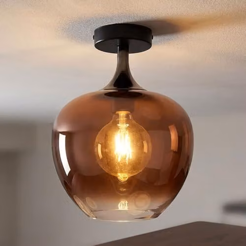 Globo Lighting Modern Sphere Ceiling Light with Glass Shade and E27 Socket in Copper and Black – 2