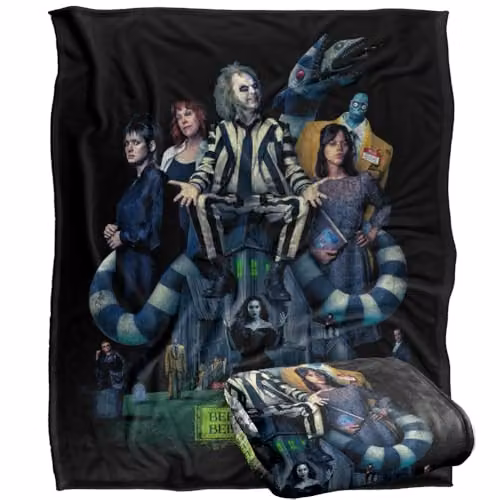 Warner Bros. Beetlejuice Beetlejuice 2024 Vintage Poster Super Soft Fleece Throw Blanket, Multicolour, W: 152 cm, D: 127 cm