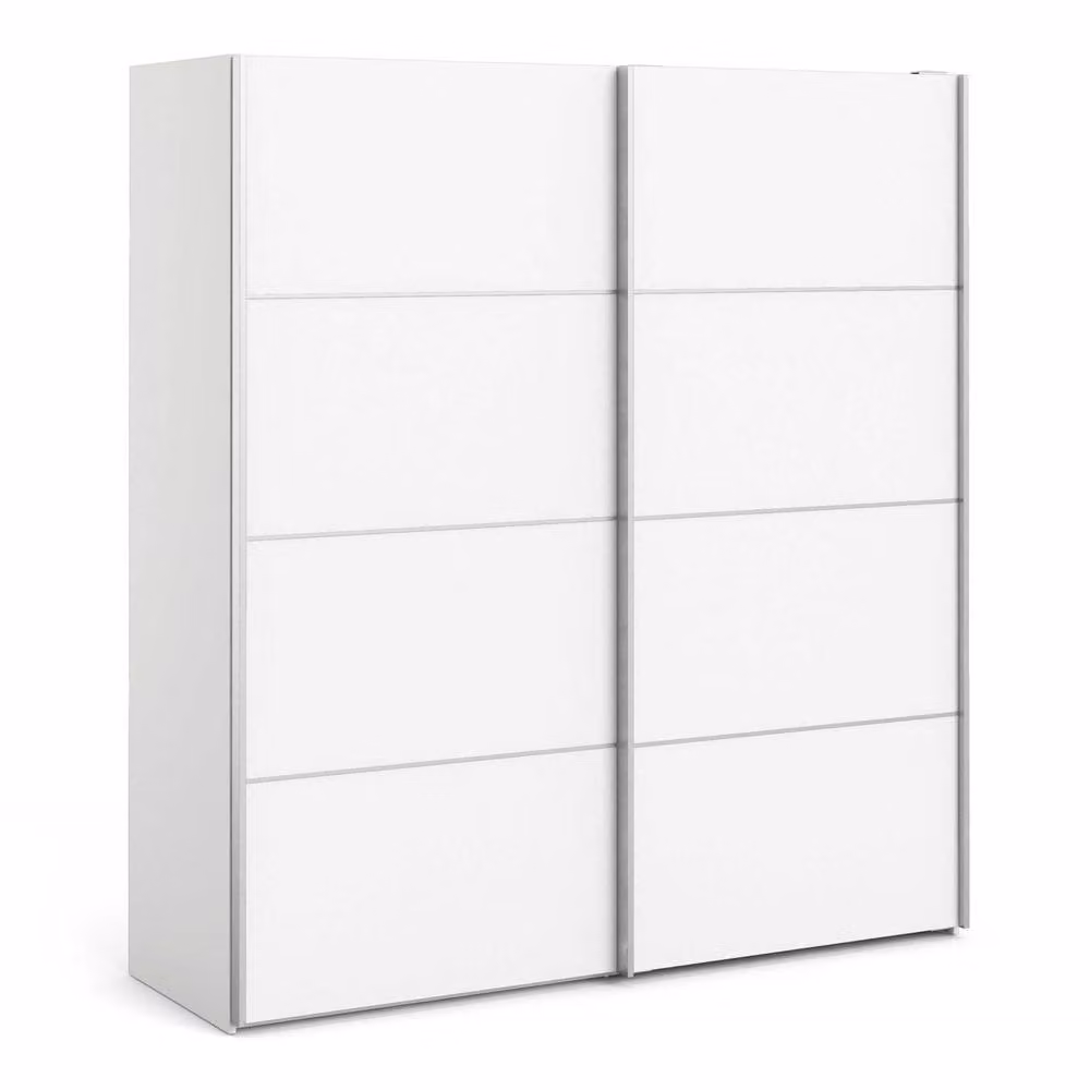 Wyld Haus Bordeaux White Double Sliding Door Wardrobe with Internal Shelves and Hanging Rod, W: 180 cm – 2