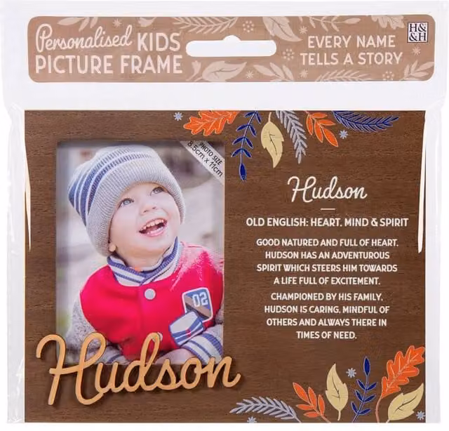 History & Heraldry Hudson Pre-personalised Child's Picture Frame, Brown, W: 11 cm, H: 8.5 cm – 2