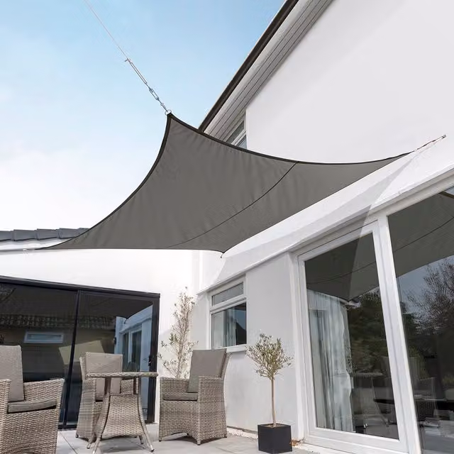 Kookaburra Square Waterproof Sun Shade Sail, Anthracite Grey, W/D: 360 x 360 cm, UPF 50