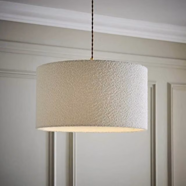 FORGEVIO Minimalist Cylinder Fabric Lampshade Ceiling Light in Beige