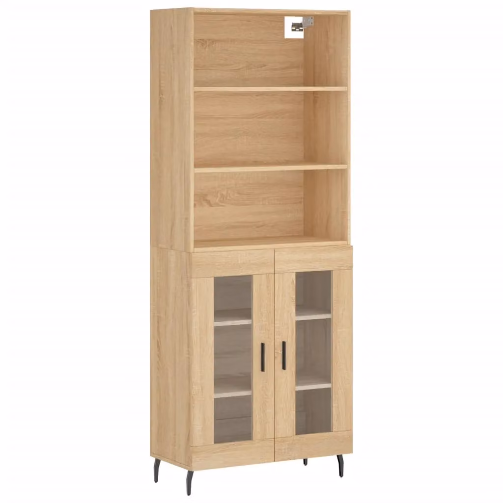 Berkfield Home Sonoma Oak Highboard in Brown, W/D/H: 69.5 x 34 x 180 cm – 2