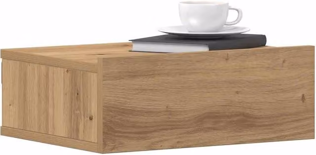 Berkfield Home Artisan Oak Floating Nightstands, 2 Piece Set in Brown, W/D/H: 40 x 32 x 15 cm