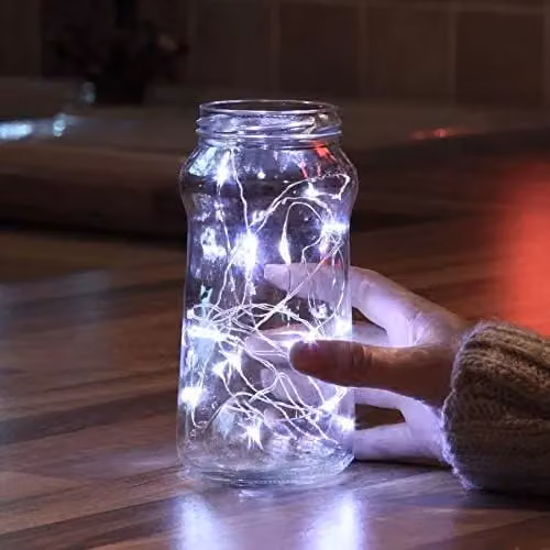 Shatchi 20 LED Cool White Battery Operated String Lights with Silver Copper Wire – 8