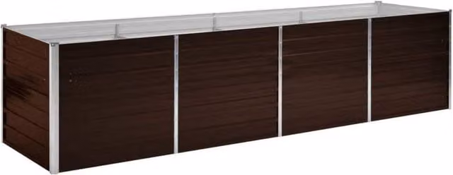 Berkfield Home Garden Brown Galvanised Steel Raised Bed W/D/H: 320 x 80 x 77 cm