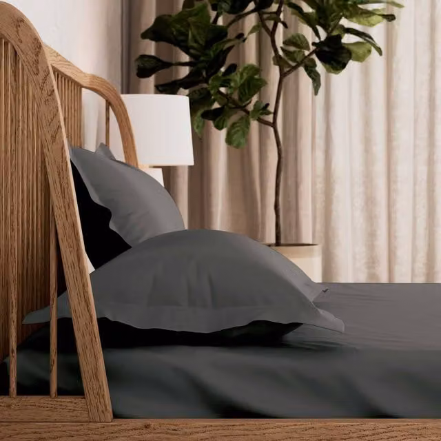 Bedeck 500 Thread Count Plain Grey Cotton Single Fitted Sheet, W/D/H: 90 x 200 cm – 1