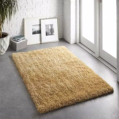 Rugs Direct Origin Chicago Ochre Hand Tufted Polyester Rectangular Rug, W: 110 cm, L: 160 cm