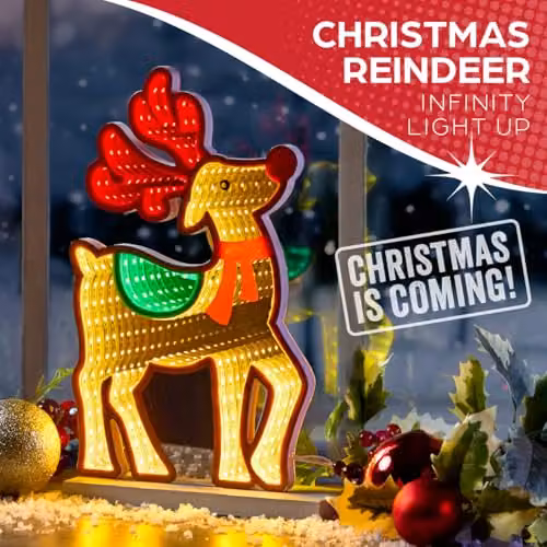 The Christmas Workshop Reindeer Infinity LED Double-Sided Multi-Coloured Christmas Light, Height: 28 cm – 4