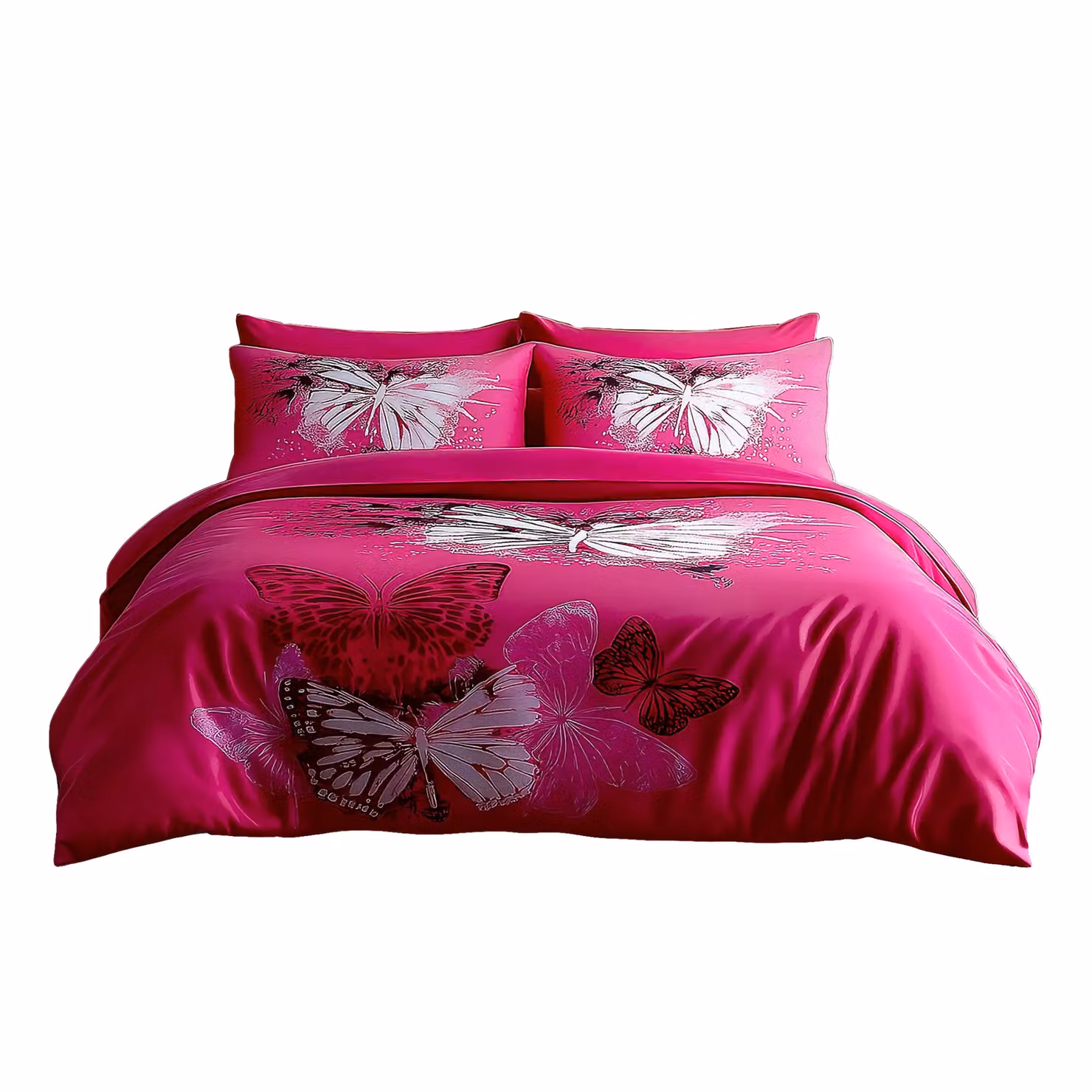 Snug City Pink Butterfly Design Duvet Cover and Pillowcase Set Bed Linen, W: 180 cm, H: 200 cm – 2