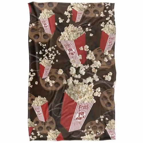 JQ Licensing Popcorn Pattern Silky Touch Super Soft Dotted Fleece Throw Blanket, Multicolour, W: 91 cm, D: 147 cm