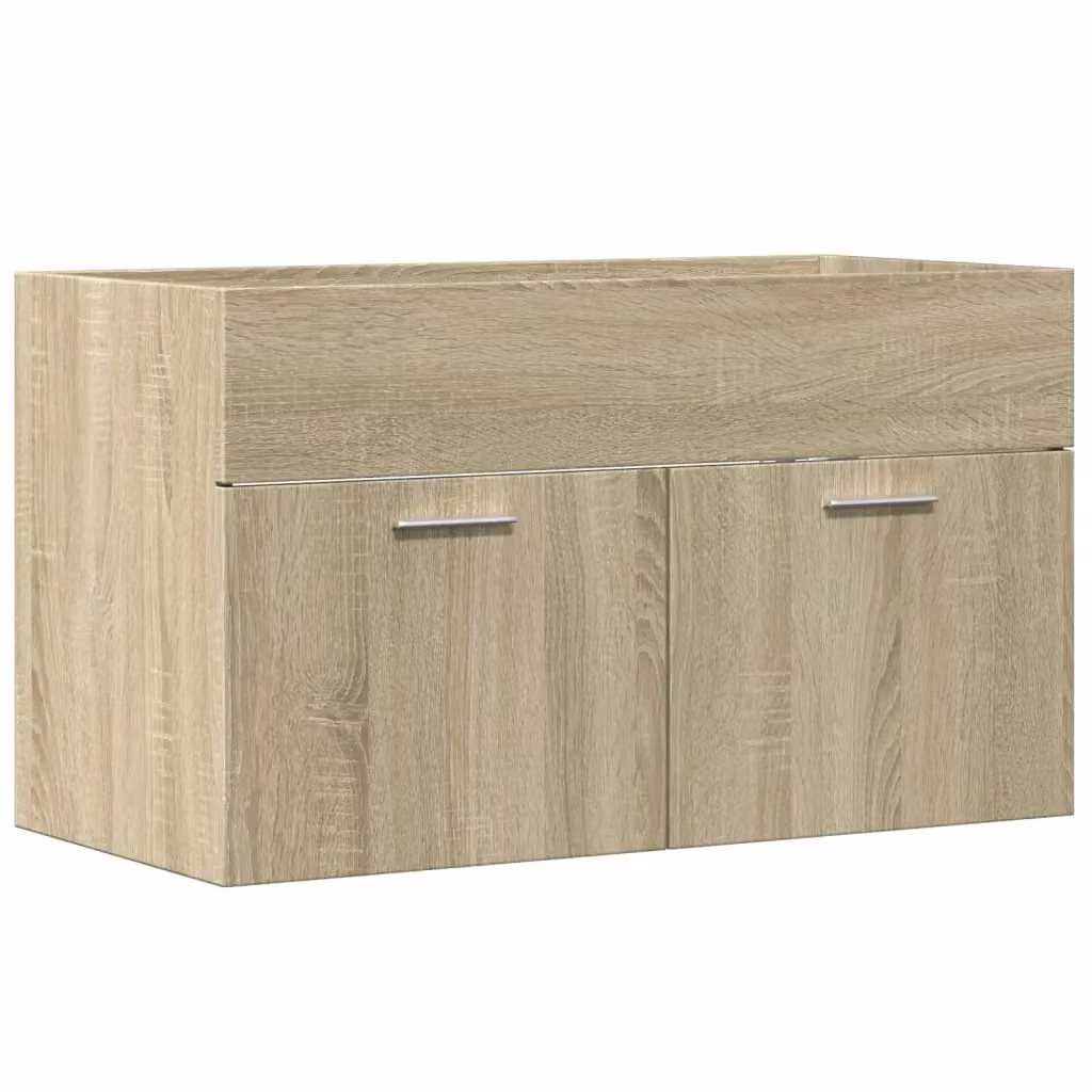 Berkfield Home Sonoma Oak Sink Cabinet in Brown, W: 80 cm, D: 38.5 cm, H: 46 cm – 2