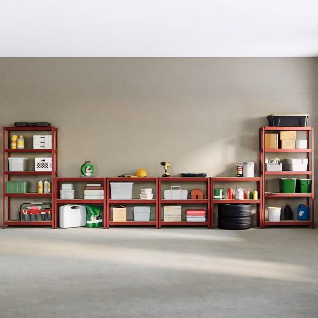 Home Discount Home Vida Set of 4 Red Heavy Duty 5 Tier Garage Shelves and Work Benches – 1