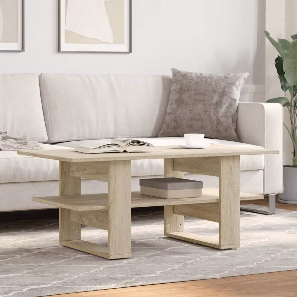 Berkfield Home Sonoma Oak Coffee Table in Light Oak, W/D/H: 102 x 55 x 42 cm – 2