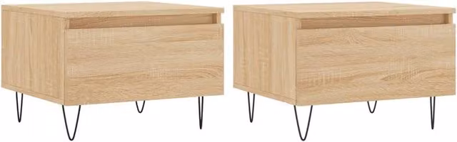 Berkfield Home Set of 2 Sonoma Oak Coffee Tables in Light Brown, W/D/H: 50 x 46 x 35 cm – 1