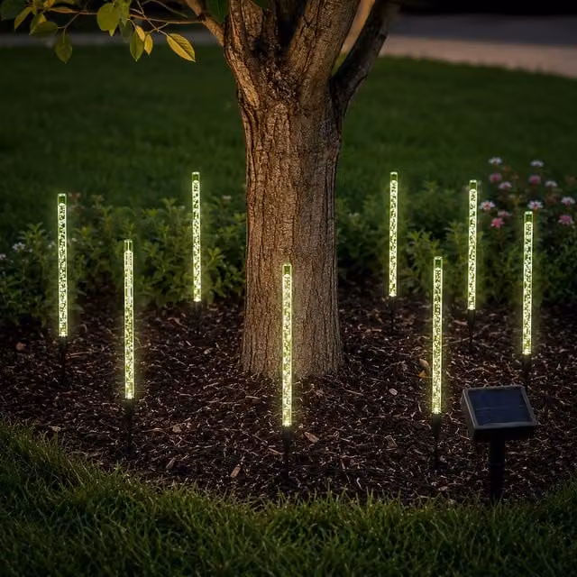 Garden Mile Multicoloured Solar Bubble Stake Lights with Crystal Effect and Dusk Sensor