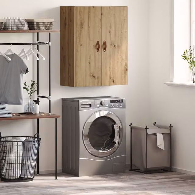Berkfield Home Wall Mounted Brown Minimalist Cabinet with Hinged Doors and Internal Shelves W/D/H: 69.5 x 34 x 90 cm