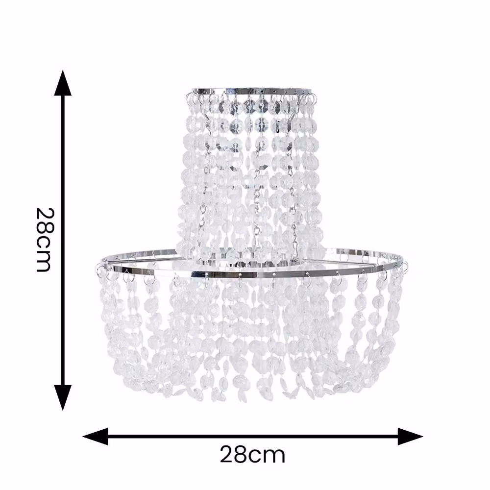 ValueLights Silver Jewel Acrylic Droplet Pendant Ceiling Light with 10W Warm White LED Bulb, Shade Width: 28 cm – 4